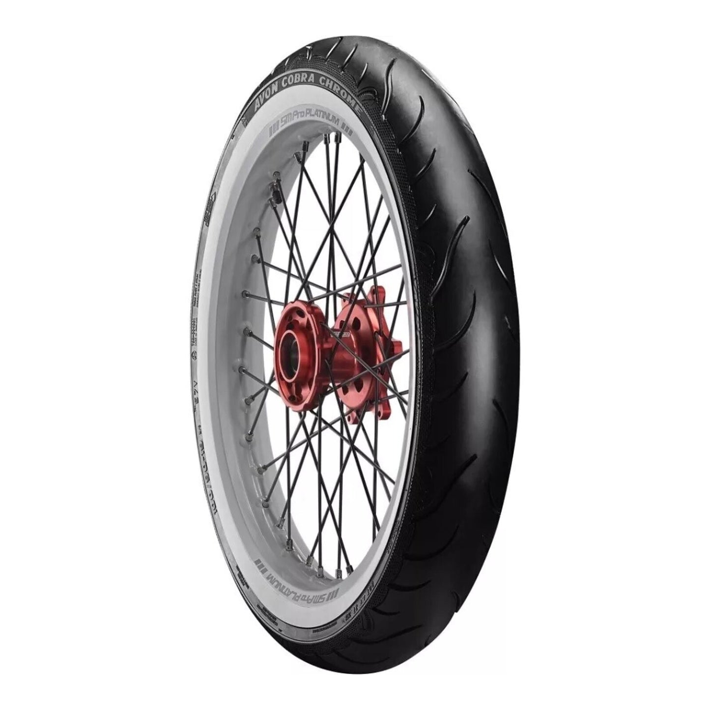 Avon Cobra Chrome MT90B16 (130/90B16) White Wall Front Tyre (74H Rating) AV91