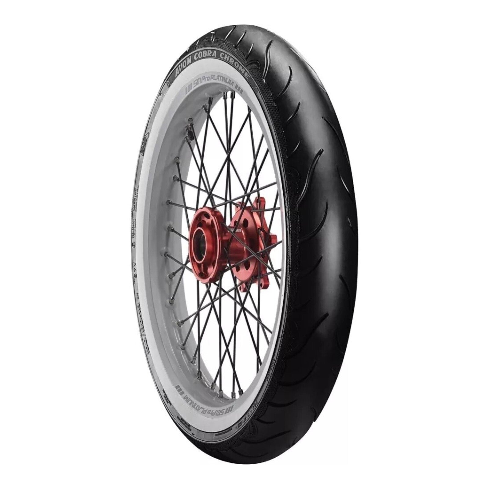 Avon Cobra Chrome MT90B16 (130/90B16) White Wall Front Tyre (74H Rating) AV91