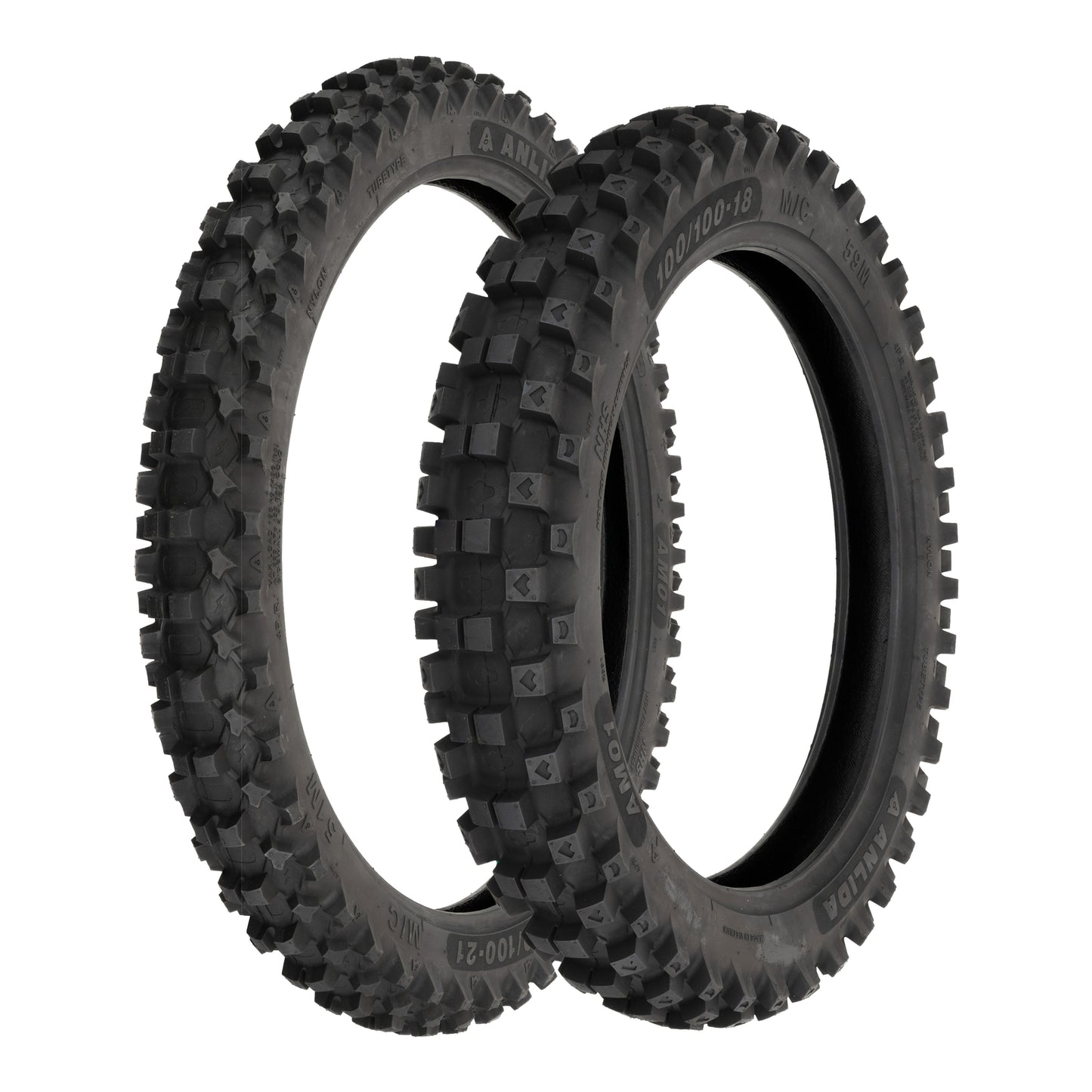 Anlida AM01 Tyre Set 80/100-21 Front & 120/80-19 Rear (NHS)