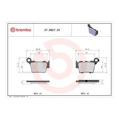 Brembo Upgrade Brake Pad Sinter Rear 07BB27SX