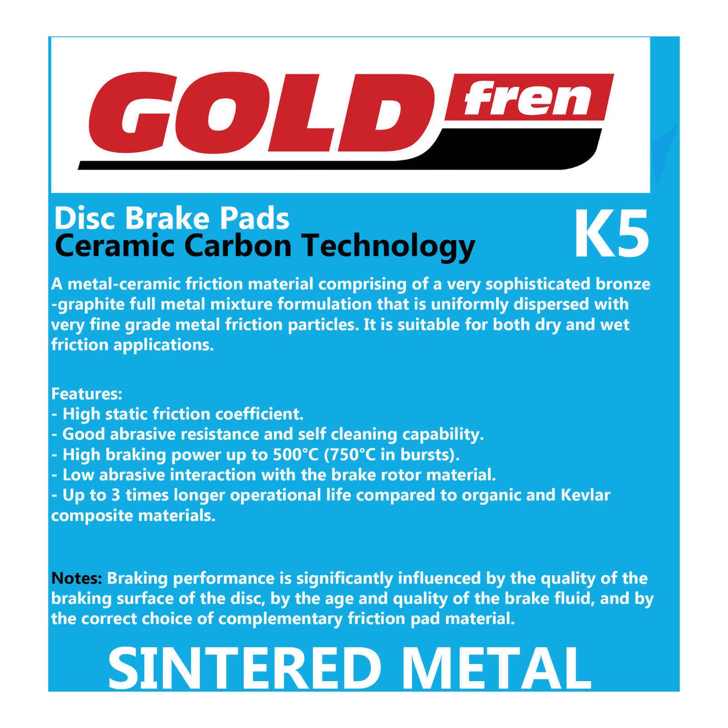 GOLDfren Brake Pads Off-Road Racing GF252 - K5 ( PR385 )