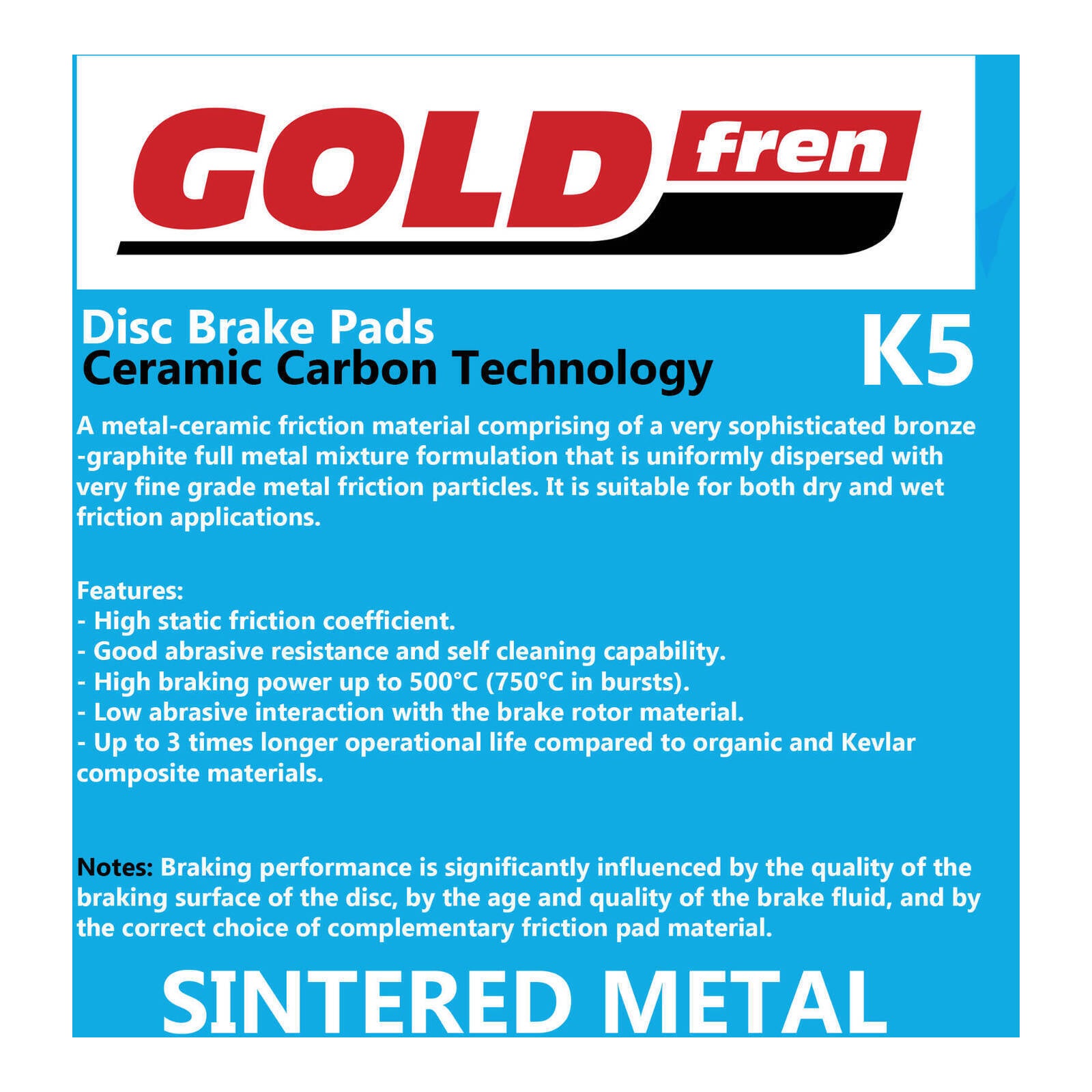 GOLDfren Brake Pads Off-Road Racing GF252 - K5 ( PR385 )