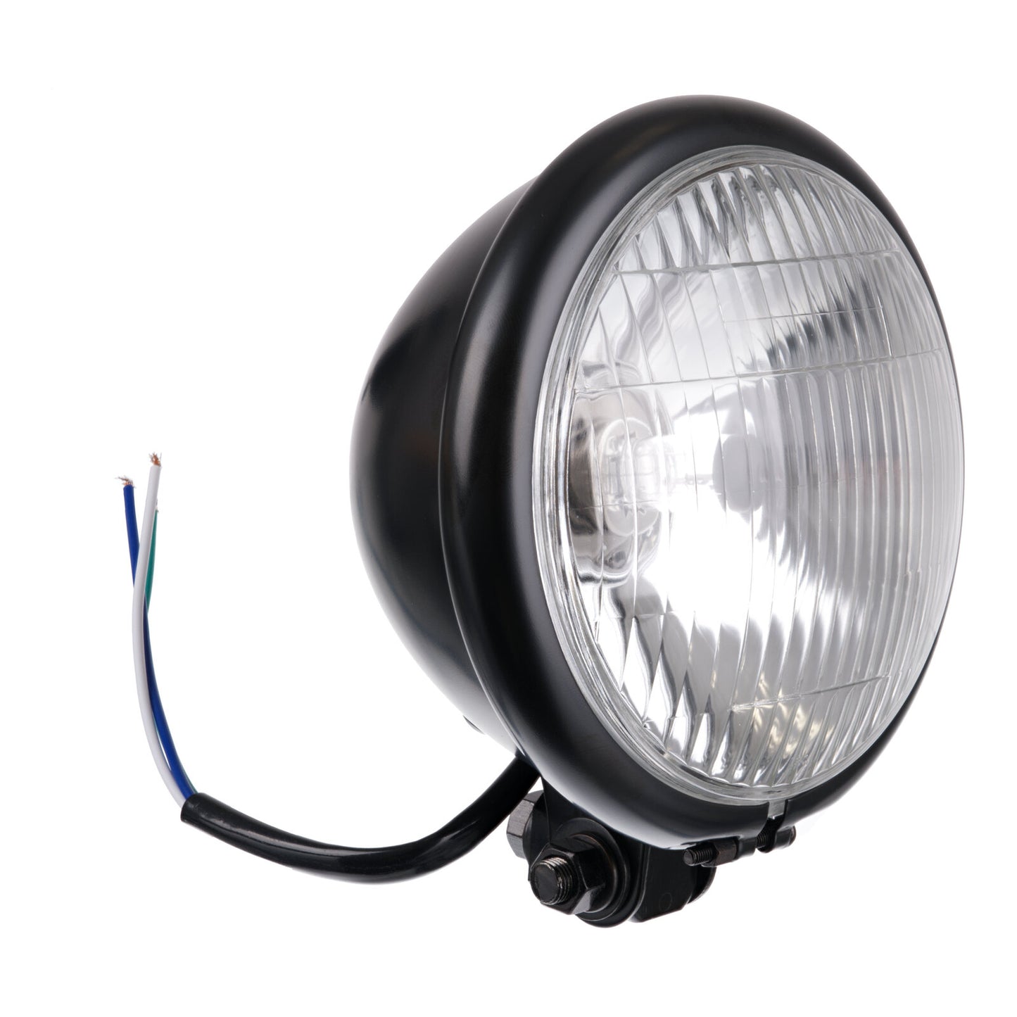 Whites Headlight Bates 5 3/4 Bottom Mount H4 60/55W Black