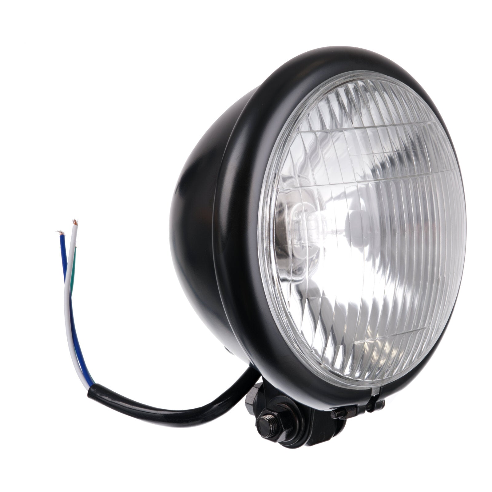 Whites Headlight Bates 5 3/4 Bottom Mount H4 60/55W Black