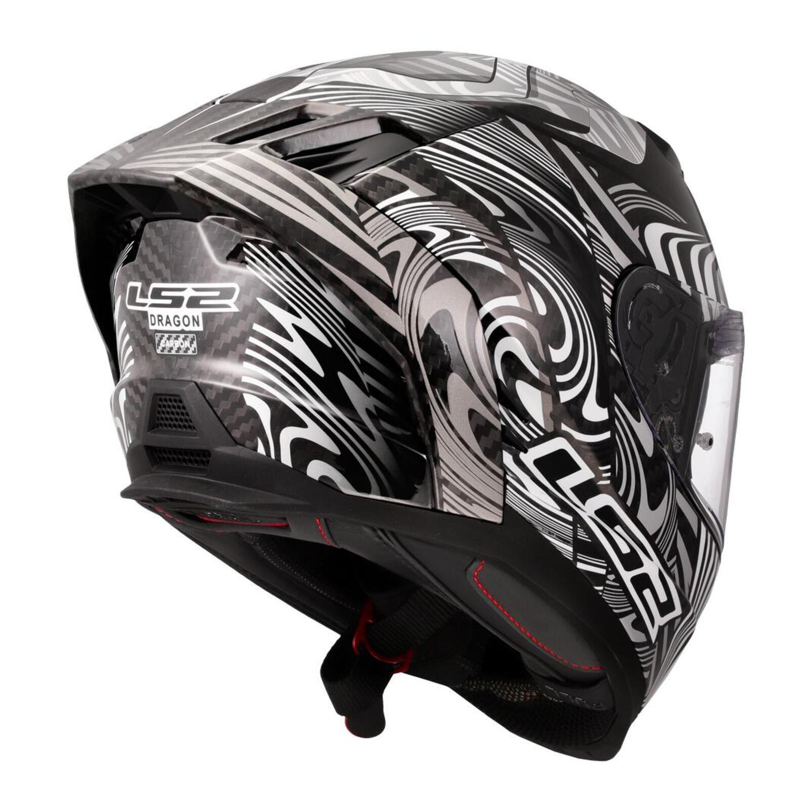 LS2 FF807 Dragon Carbon Enthum Helmet - Black / Silver 06