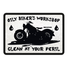 Oxford Garage Metal Sign: Oily Biker's Workshop