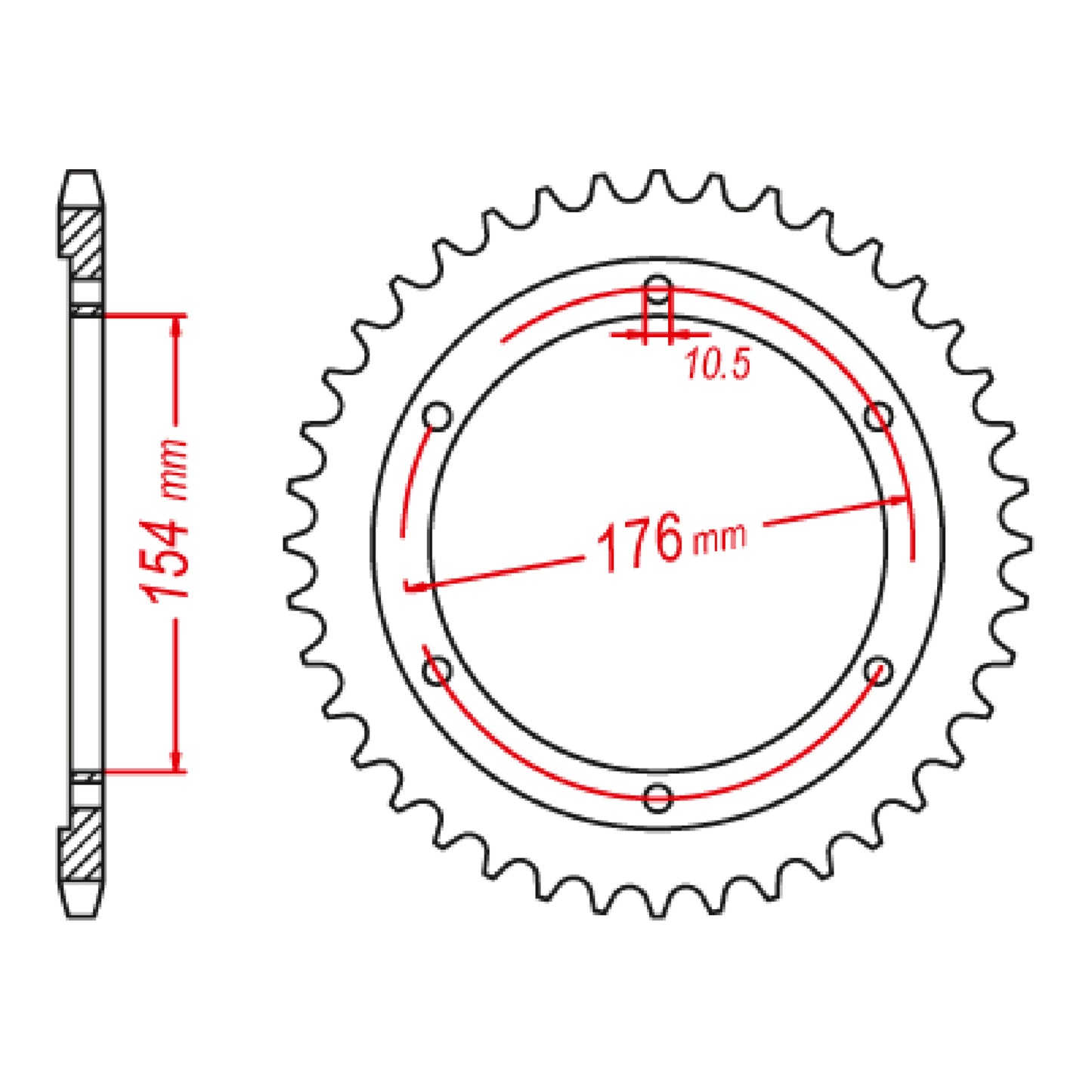 Sprocket Rear MTX 1346 44T #525 11-1346-44